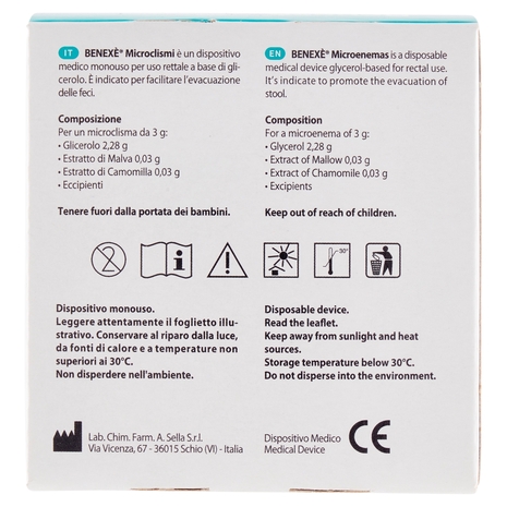Benexè Intestino Microclismi con Glicerolo, Malva e Camomilla Bambini 6 x 3 g